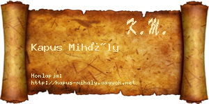 Kapus Mihály névjegykártya